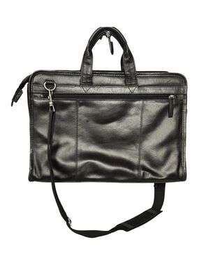Vintage Pelle Studio Wilsons Black Leather Briefcase Messenger Laptop Bag 16x12